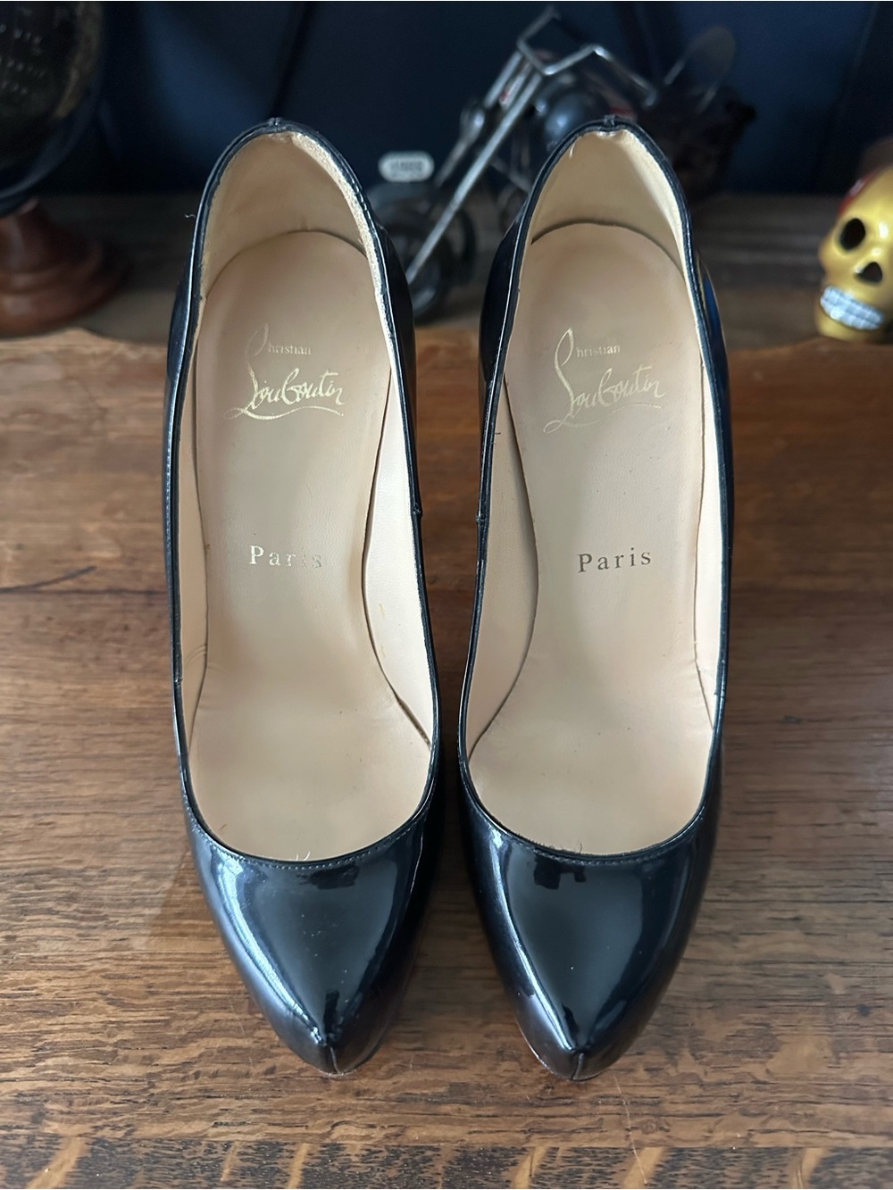 Christian Louboutin Black Patent Pointed-Toe Pumps
